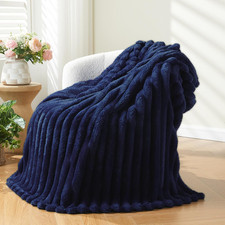 Super Soft Throw Blanket Dark Navy Premium Silky Flannel Fleece 3D