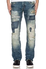 NEW! NWT $469 PRPS GOODS CO DEMON E69P98P SELVEDGE PATCHWORK SLIM JEANS W34X34L