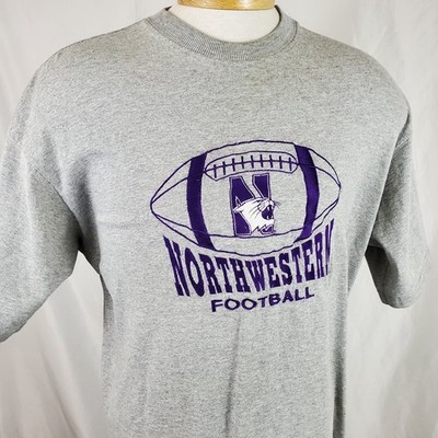 Vintage 90s Northwestern Wildcats Football T-Shirt XXL Cotton Poly Embroidered