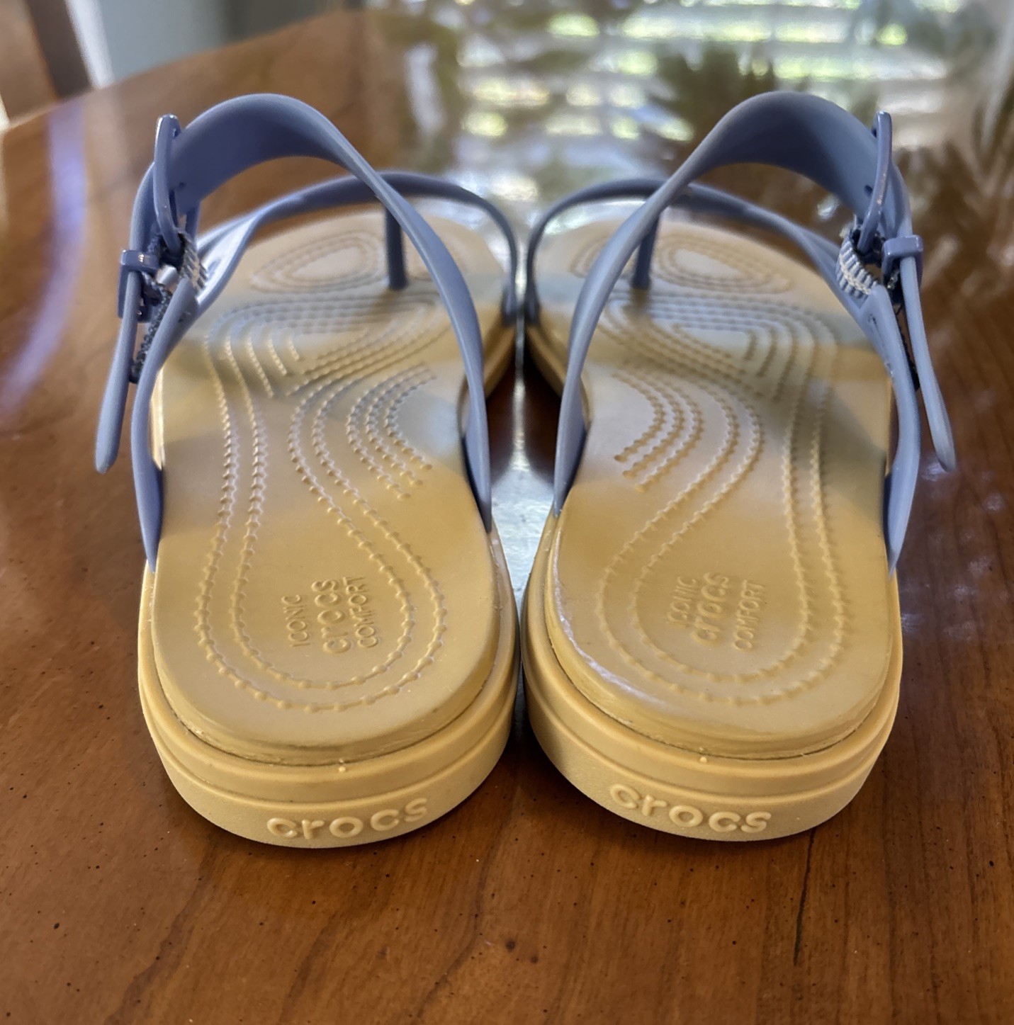 Crocs Women's Tulum Toe Post Sandals, W5 Lapis / Tan - New image 3
