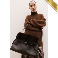 H&M Coated Strap-detail Handbag Dark Brown Tote Bag - H&M Original 2025