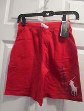 POLO RALPH LAUREN KIDS RED KNIT BIG PONY DRAWSTRING SHORTS SIZE SMALL 8