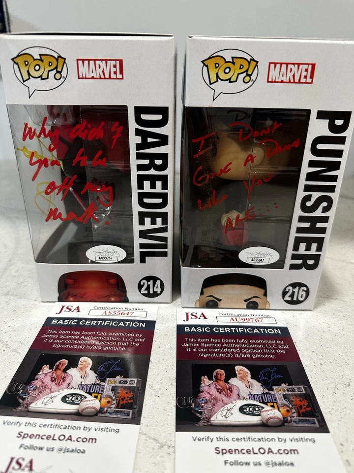 Daredevil And Punnisher Chase Signed Funko Pop JSA COA - Image 2 of 4