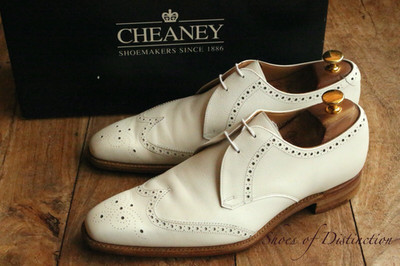 Joseph Cheaney Ivory White Leather Derby Brogue Shoes UK 8 F US 9 EU 42