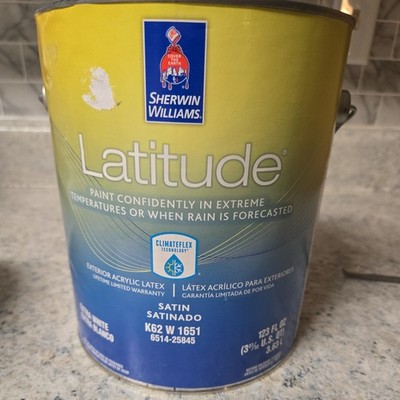 Sherwin Williams Latitude Exterior Acrylic Latex Paint White Satin 1 gallon