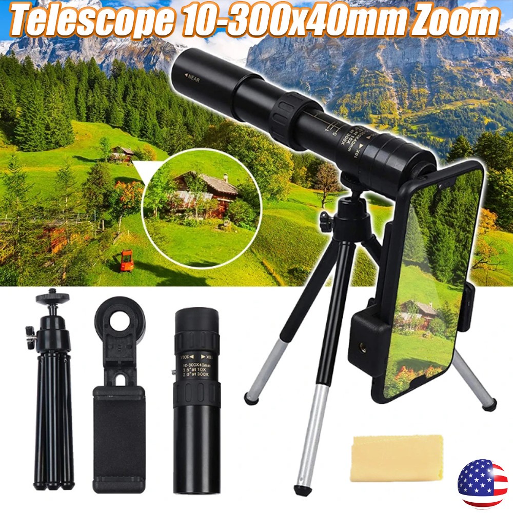 10-300X40mm Military Monocular W/Night Vision Prism High Power Zoom Telescope