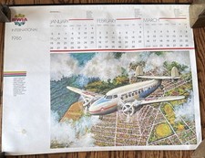 1986 BWIA  Poster Calendar Wall Art Print Airline Retro 17x22 David Moore Art P5