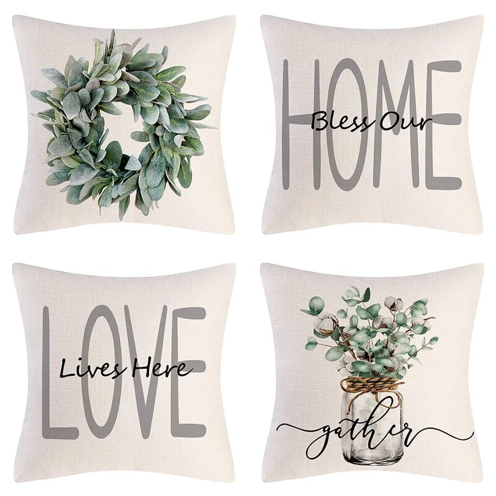 wyooxoo Throw Pillow Covers 16x16 Set of 4 16" x (Pack 4), Natural