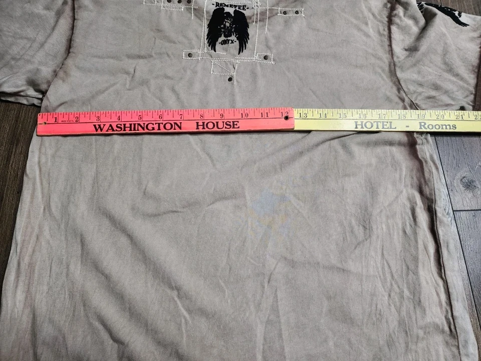Camiseta Para Hombres L Remetees Calavera Cuervo Cruz Estampado Envejecido  Foto 3 de 4