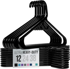 Ultra Heavy Duty Plastic Clothes Hangers - Black - Durable Coat, Suit and Clothe