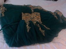 Brand new Emerald green n gold quince dress