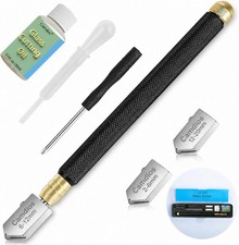 Glass Cutter 2mm-20mm, Glass Cutting Tool with Glass Oil 3 Carbide Heads 2-2