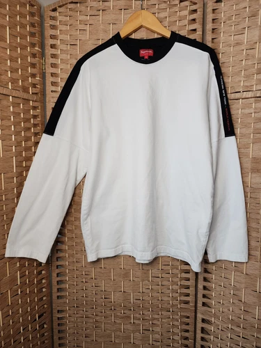 FW18 Supreme Paneled l/S Top haut blanc tee shirt manches longues moyen