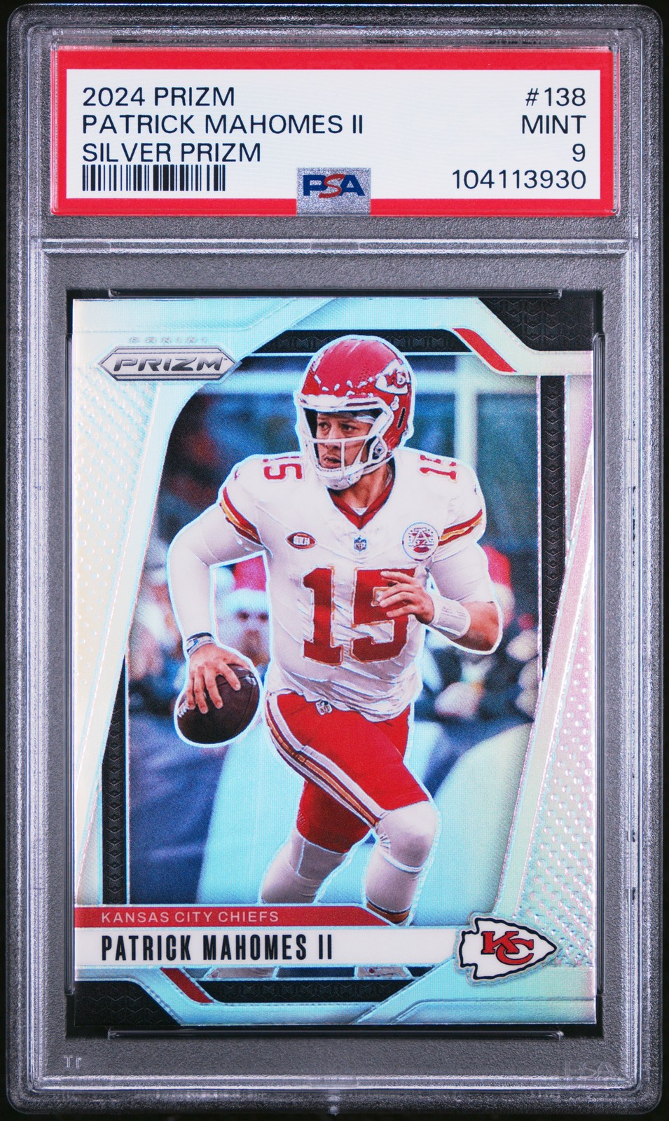 2024 Panini Prizm Patrick Mahomes II #138 Silver Prizm Kansas City Chiefs PSA 9