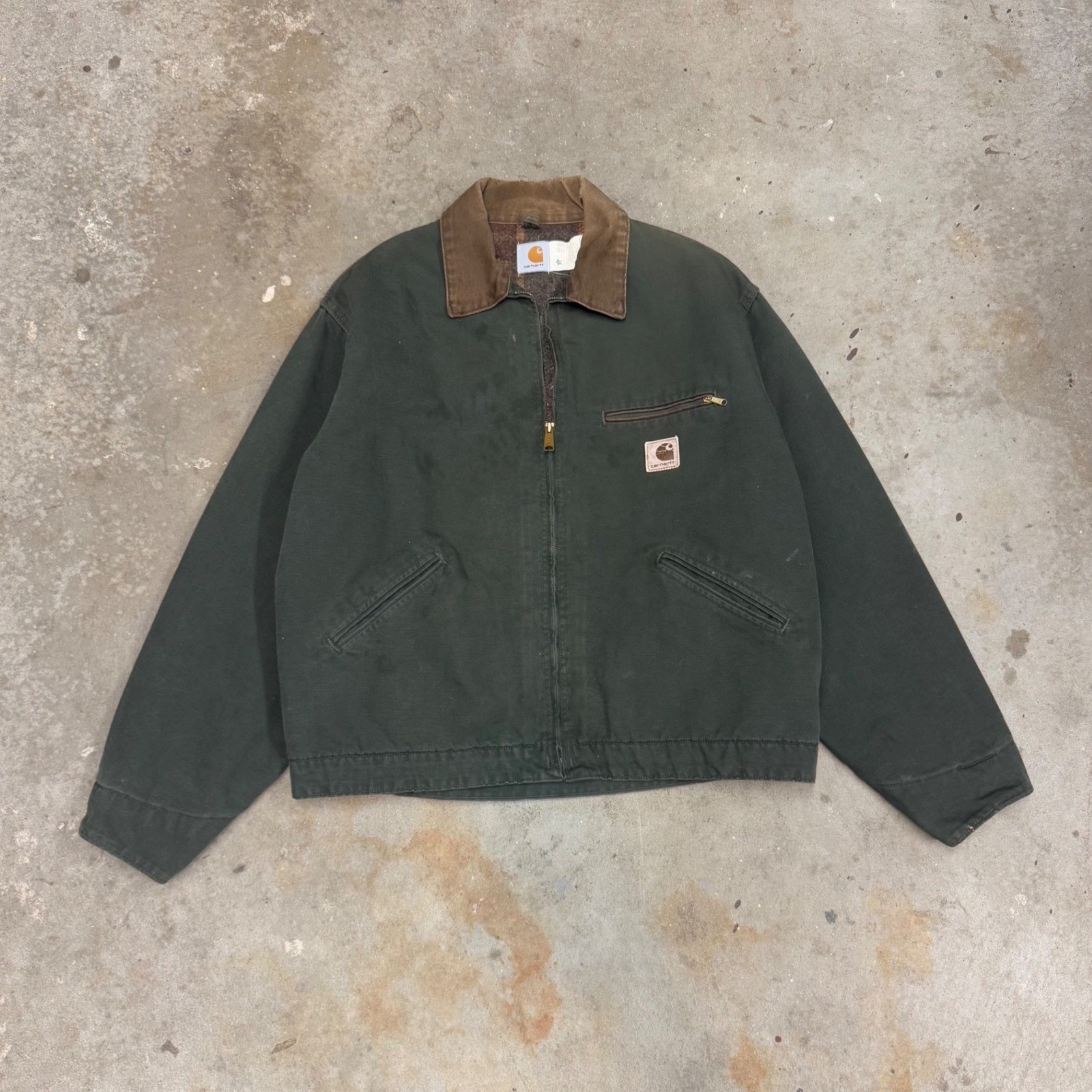 Carhartt Mens JB0866 Jacket Lined Canvas Trucker Style Size XL Graphic Print