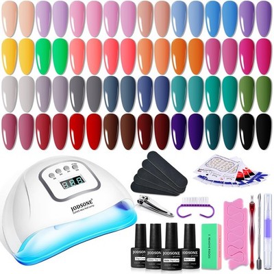 32 Color Gel Nail Polish Kit with UV Light - Soak Off Base & Top Coat, DIY Manic