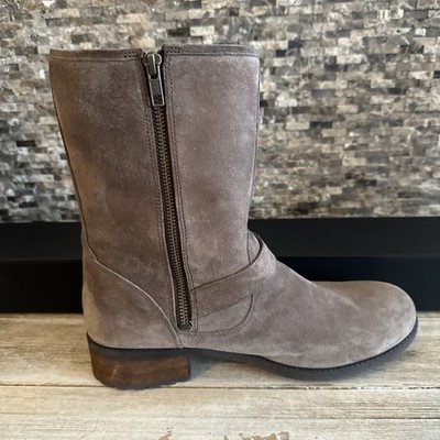 UGG Brown Leather Buckle Fleece Lined Chaney Moto Boot Women's