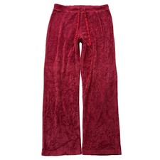 Juicy Couture Women's Raspberry Red Velour Flared Track Pant Loungewear Size M