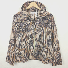 Zenergy by Chicos Jacket Womens Size 1 Tan  Black Shimmer Animal Print