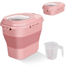 Cereal Rice Food Storage Containers, Collapsible 20 to 50 Lbs Dispenser Bin w...