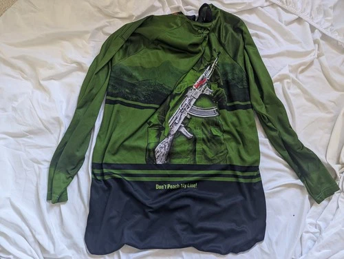 new NWT shirt LS green mens L bike magazine cycle gun jersey riding bicycle art