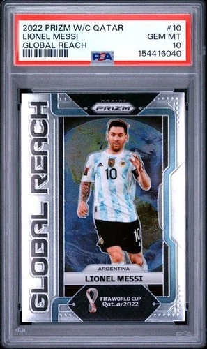 2022 PANINI PRIZM WORLD CUP QATAR GLOBAL REACH #10 LIONEL MESSI - PSA 10