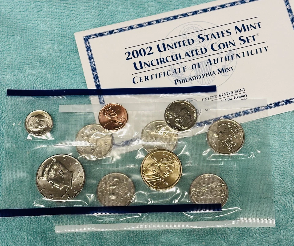 2002 US Mint Coin Sets D+P mints - COA 20 Coins - 10 State Quarters Mint BU - Image 2 of 4