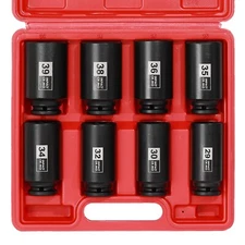 1/2" Drive Deep Impact Socket Set, CR-MO, 8 Piece 12 Point Metric , 29mm-39mm