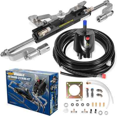 300HP Complete Hydraulic Marine Steering Kit for Outboard Yamaha/Suzuki/Mercury