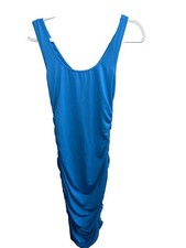 Blue Long Spaghetti Strap With Gathered draped Front, Sz Large L new Sbetro