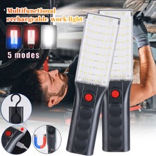 Rechargeable Led Cob Work Light Mechanic Repair Flashlight Magnetic Lamp W Hook