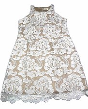 Eliza J Beige Lace Dress Womens Size 14 Lined Wedding Party Cocktail Formal