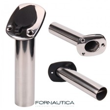 PORTACANNA AD INCASSO INOX AISI 316 Ø 44MM X240 MM.BARCA PESCA ACCESSORI NAUTICA