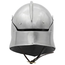 Medieval German Sallet Helmet | Mild Steel, Leather Inliner & Brass Buckle