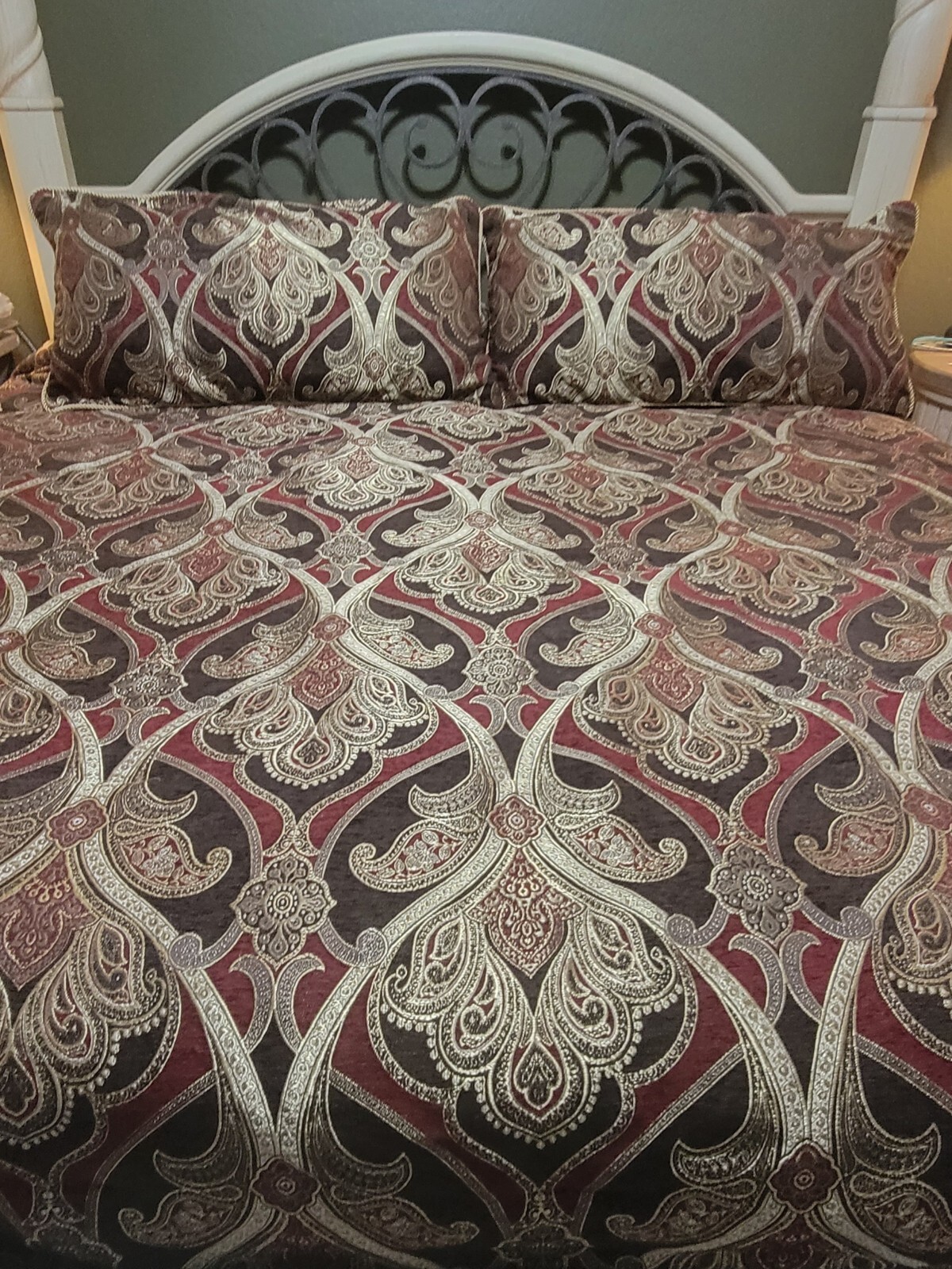 Croscill Classics JULIUS King Comforter Set Burgundy Gold 3 Piece Gold