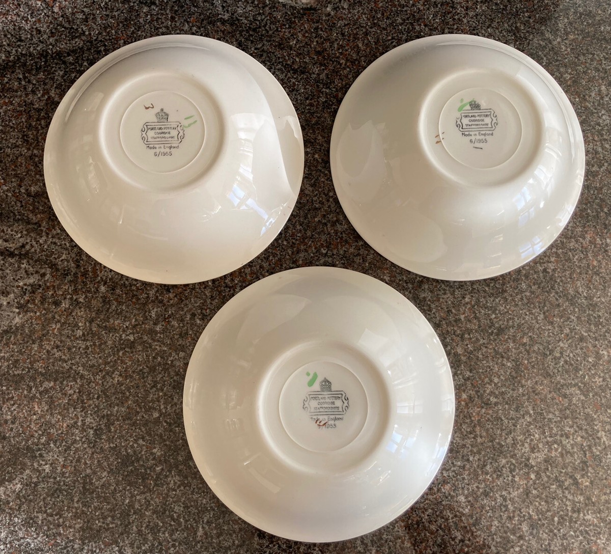 Set 3 Vintage Portland Pottery Cobridge Staffordshire 1955 Dogwood