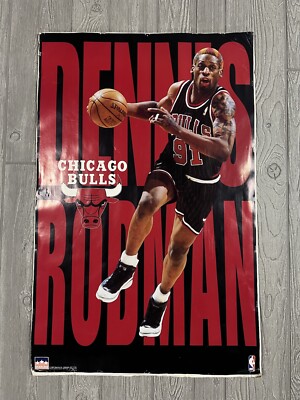 97年★NBA公式「STARLINE」ジョーダン BULLS ブルズ ポスター Vtg Chicago Bulls Dennis Rodman Poster By: Starline 1997 NBA