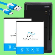 2x 3770mAh Rechargeable Battery Charger Cable for Motorola Moto E5 Play XT1921