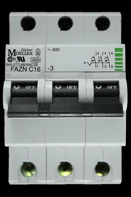 MOELLER 16 AMP TYP C 6kA DREIPOLIGER MCB SCHUTZSCHALTER FAZN C16-3