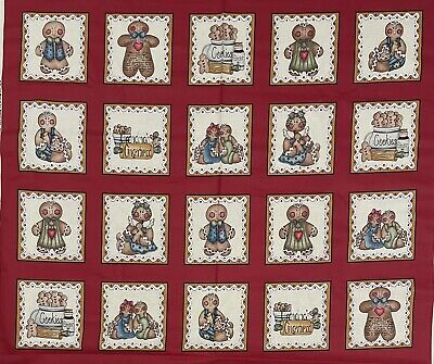 Vintage Dianna Marcum Marcus Brothers Gingerbread 20 Blocks Cotton Fabric  Panel | eBay
