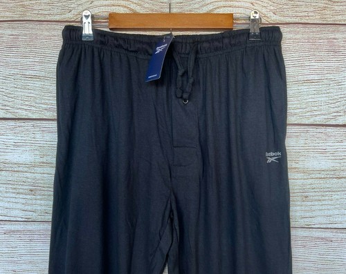 Pantaloni da notte Reebok uomo taglia large neri slim fit maglia sottile sleep joggers nuovi L - Foto 2 di 3