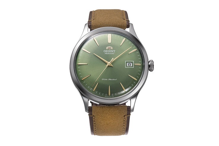 Orient Bambino RAAC0P01E30B Mens Brown Leather Straps Green Dial Watch 42 mm