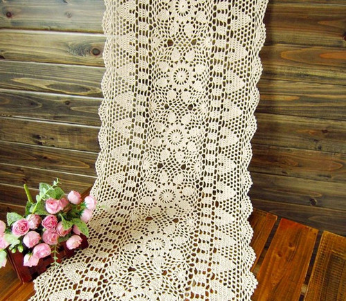 Cotton Handmade Crochet Lace Table Runners Rectangular Tablecloth Doilies Doily