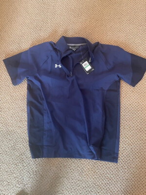 NEW !! Under Armour 1/4 Zip Blue Water Resistant  LG Lightweight!