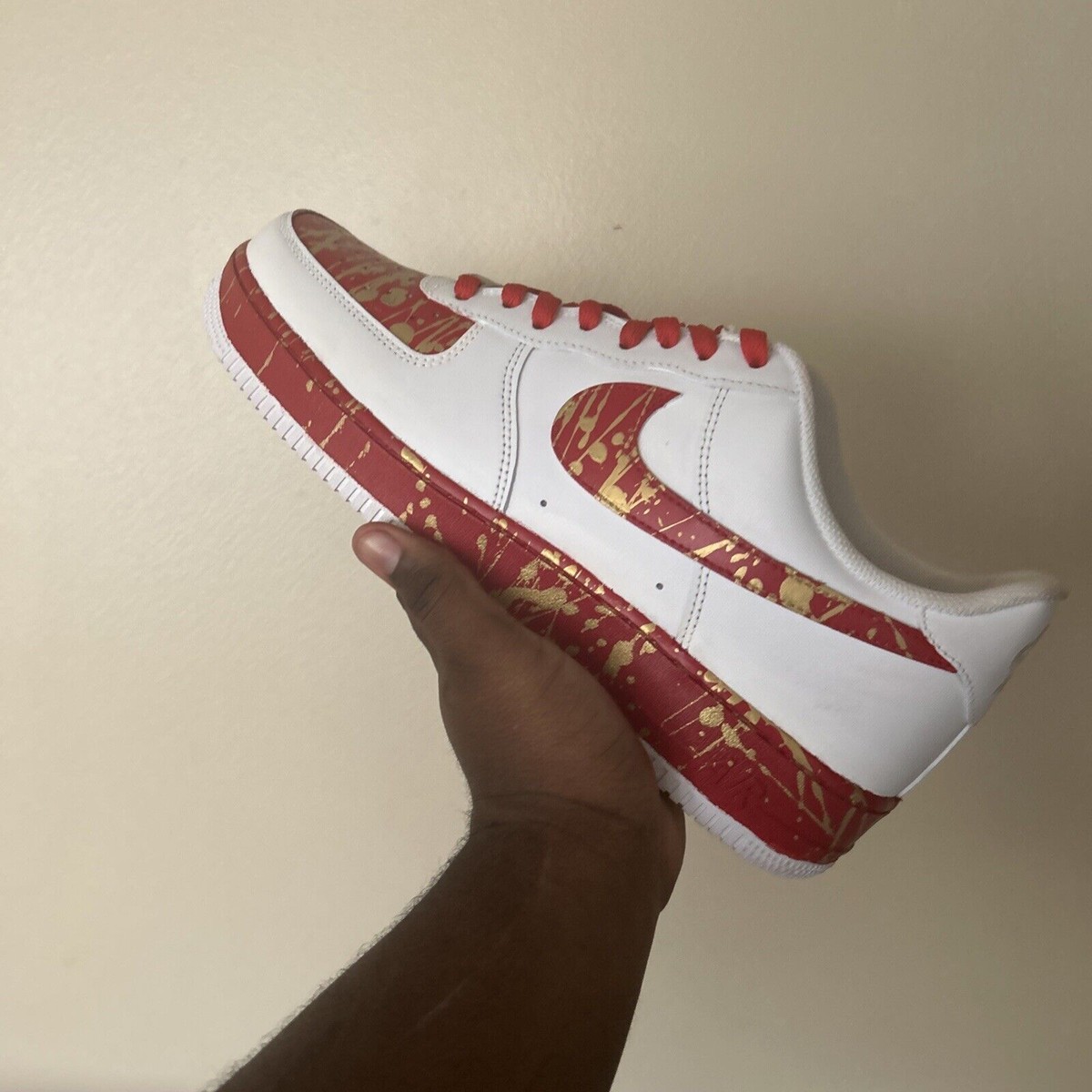 nike air force 1 red and gold