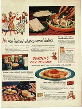 1944 Borden's Fine Cheeses Cheese Spread Elsie The Cow art Print Ad