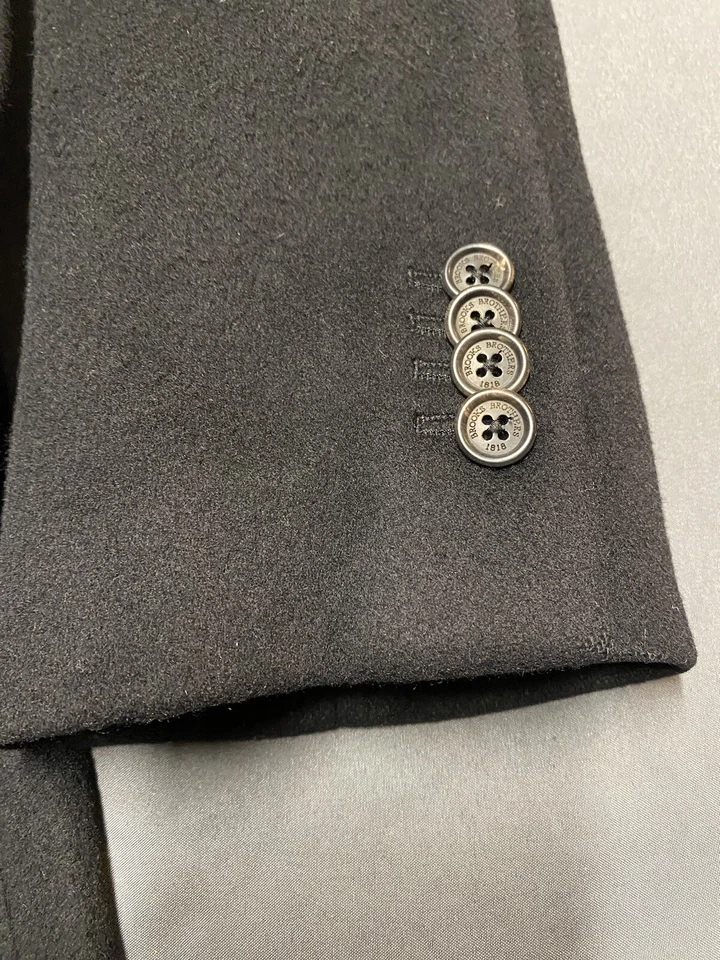Brooks Brothers Loro Piana Wool Over Coat Womens 10 Black Lined Long Trench Read - Image 2 of 4
