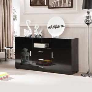 Black Living Room Sideboard Cupboard TV Stand Cabinet w/ 2 Doors 3 ... Black Living Room Sideboard Cupboard TV Stand Cabinet w/ 2 Doors 3 ...
