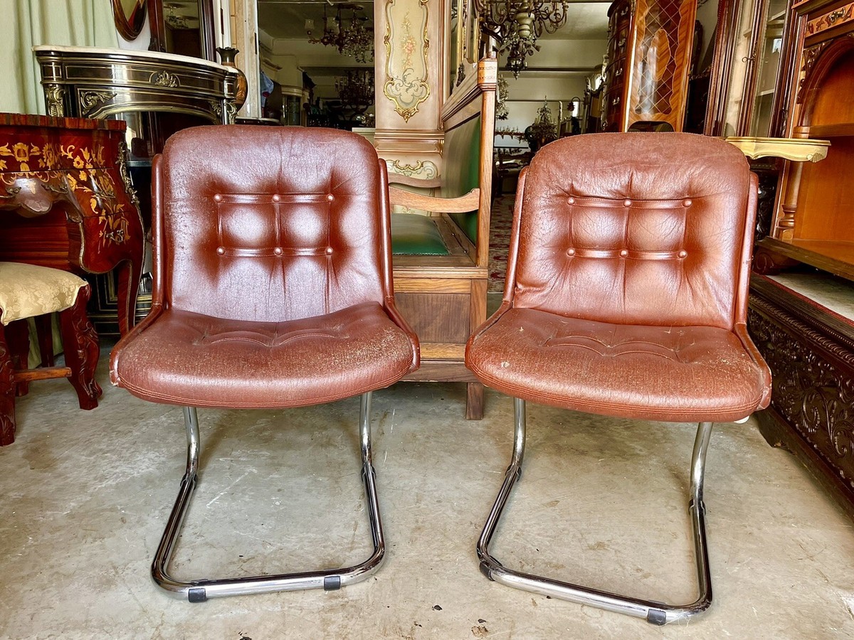 Sedia Poltrona Pelle Rossa Vintage COPPIA DI POLTRONE VINTAGE