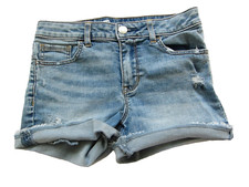 GAP Kids Size 10 Girls Stretch Shortie Short Adjustable Waist Denim Cut Offs